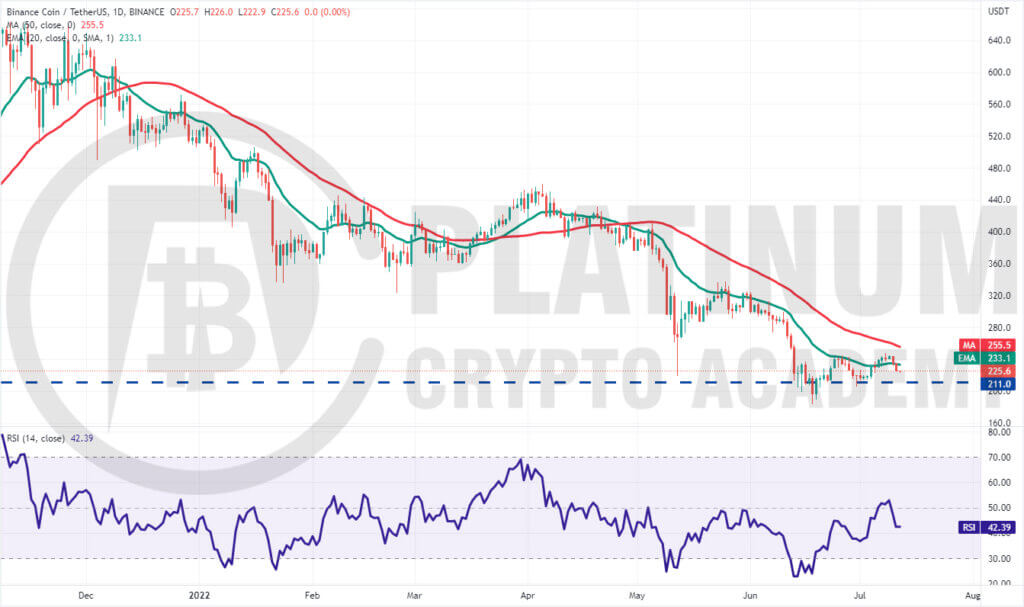 BNB/USD Market Analysis Chart - 12th July, 2022