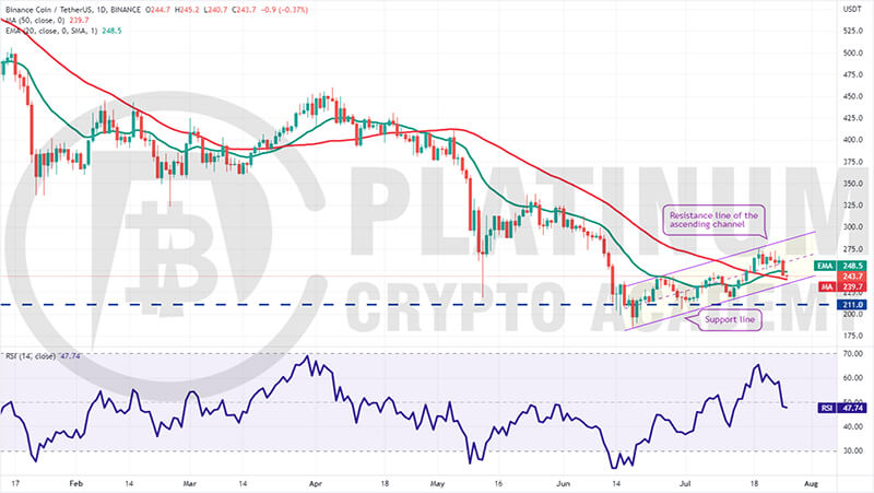 BNB/USD Market Analysis Chart 26 July, 2022